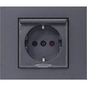 Resim Ovivo Grano Füme Kapaklı Topraklı Prizi Çerçeveli 