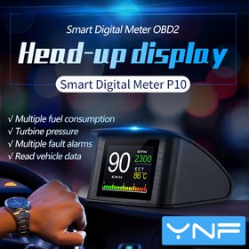 Resim YNF Otomotiv HUD Baş-Üstü Ekranı - OBD2 Gerçek Zamanlı Araç İzleme, Çok Dilli Alarm, Hata Teşhis, Çoğu Araca Uyumlu - Yakıt Tüketimi, Lastik Basıncı, Su Sıcaklığı, Voltaj ve RPM Gösterge Tek Ekranda, Araç İzleme Sistemi, Modern Gösterge Paneli Gadget'i, Yüksek Kaliteli Ekran, Araç Sahipleri için Sürüş Güvenliği Cihazı, Kompakt Tasarım, Profesyonel Sürücüler 