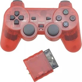 Resim Papajack Kırmızı Şeffaf Renkli Kablosuz Gamepad Sony Ps2 2.4g Titreşim Joystick Blutooth Denetleyici Playstation 2 Joypad (Yurt Dışından) 