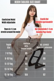 Resim Asortix Kız Çocuk %100 Pamuk Kargo Cepli 2 İplik Stoperli Eşofman Altı - Ayarlanabilir Beliyle Rahat Tasarım 