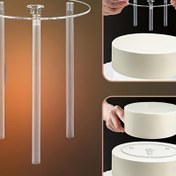 Resim Plastik Kek Standı Seti, 4 Parça Yeniden Kullanılabilir Katmanlı Kek Destek Yapısı ile Çubuklar - Şeffaf Yüzen Katmanlı Kek Yığma Sistemi, Elektrik Gerektirmez - Düğün Kekler & Pastane Gösterimi İçin İdeal 