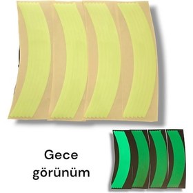 Resim Motosiklet Pratik Jant Şeridi Fosfor Sarı 2 Jantlık, Gece Yanan Jant Şeridi 