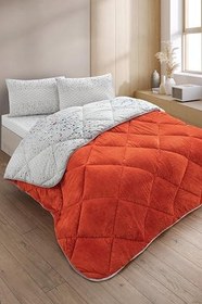 Resim Evoria Battal Boy Lüx Wellsoft Yorgan Çift Taraflı - 2 Adet Yastık Kılıflı Yorgan Seti 215x235 cm (Turuncu) 