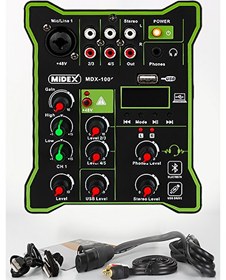 Resim Midex MDX-100 Stüdyo Kayıt İçin Ses Kartlı Mixer +48V Phantom Power İle Stüdyo Mikser 