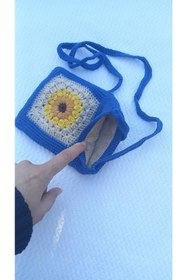 Resim Atolye Ferda El Örgüsü Telefon Çantası (ay Çiçeği Model) 