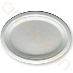 Resim 25 Adet Nature Ekolojik Karton Kağıt Tek Kullanımlık Oval Tabak - 20x26 Cm 