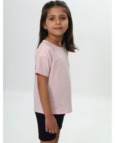Resim Toontoy Kids Toontoy Kız Çocuk Göğsü Çok Kalp Baskılı Tişört Pudra 