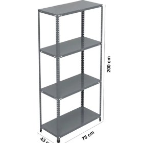 Resim Uzman Grup Raf Sistemleri Uzman Grup Raf Çelik Raf 4 Raflı 2metre 43 x 75 Çelik Raf Depo Rafı 