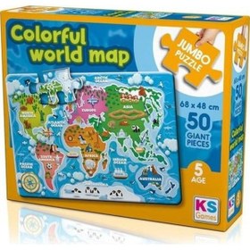 Resim Ks Puzzle Colorful World Map Jumbo Puzzle 