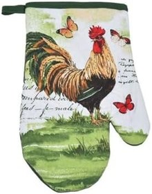 Resim Horoz ve Kelebek Desenli Fırın Eldiveni ve Tutacak Seti – 2 Parça, 18 x 27 cm, Pamuklu, Hediyelik 