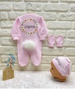 Resim BY TUNA DESİGN Zeynep Isimli Bebek Tulum Kız Bebek Hastane Çıkışı Pembe 