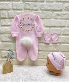 Resim BY TUNA DESİGN Zeynep Isimli Bebek Tulum Kız Bebek Hastane Çıkışı Pembe 