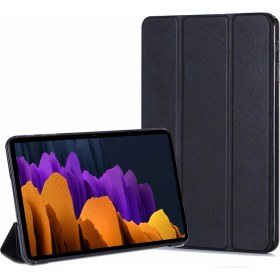 Resim Microsonic Samsung Galaxy Tab S7 Fe Lte T737 Kılıf Slim Translucent Back Smart Cover Siyah 