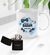 Resim Bk Gift Kişiye Özel Babalar Günü Hediyesi Yakışıklı Babam Tasarımlı Kupa Bardak Ve Benzinli Çakmak Seti-1 