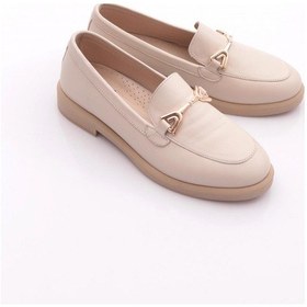 Resim Dgn 704 Kadin Aksesuarli Loafer Ayakkabi Ekru 