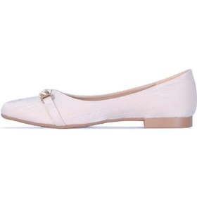 Resim Ayakcenter R14 Renesme Krem Saten Kadın Babet Ayakkabı Krem 