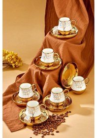 Resim Autmn 6 Kişilik Porselen Desenli Çay Fincan Takımı 