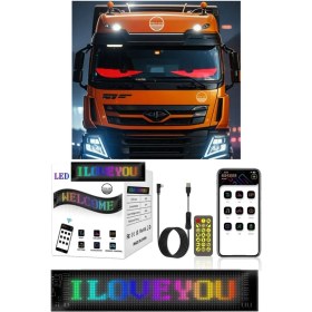 Resim Ensiga 92 cm LED Panel Yazı Yazan Telefon Kontrollü LED Ekran Kamyon Otobüs Iş Yeri Araba Cam Duvar 