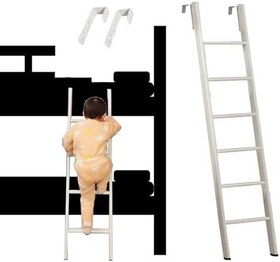 Resim Yatak Merdiveni Çocuk Yetişkin Tek Kişilik Yatak Ranza Merdiveni Kancalı, Beyaz Metal Karavan Ranza Merdiveni Sadece, Ev Yatakhanesi Çatı Katı Tırmanma Merdiveni 120 135 140 150 Cm(180cm/71") 