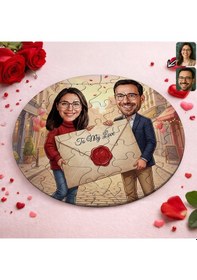 Resim Bk Gift Kişiye Özel Sevgili Karikatürlü Yuvarlak Puzzle 20x20cm -15, Sevgililer Günü Hediyesi, Sevgiliye Hediye Kobitmeyencom36168 Bk Gift 