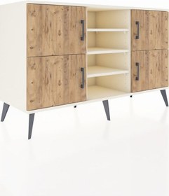 Resim Kronos Konsol 5 Raflı 4 Kapaklı 132x59x83 Aytaşı-çam/aytaşı Aytası 