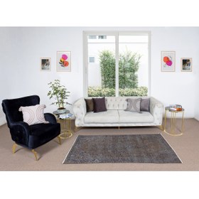Resim Tekin 111x209 Cm El Dokuması Yeniden Boyanmış Eski Türk Halısı, Modern Kahverengi El Yapımı Halı 