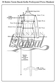 Resim Manken İstanbul 38 Beden Yarım Bacak Yüksek Kalite Döküm Ayak Kollu Profesyonel Prova Mankeni Terzi Mankeni 