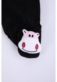 Resim Babyhola Kadife Yelek Patikli Pantolon Unisex Bebek 2'li Set Siyah 001 