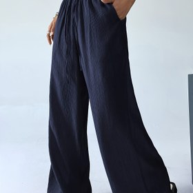 Resim Kadınlar için Rahat Kesim Elastik Bel ve Cepli Pantolon - Düz Renk Uzun Pantolon İlkbahar Yaz Sonbahar İçin, Makinede Yıkanabilir Konforlu Ev Kıyafeti, Saydam Olmayan Kumaş 