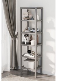 Resim Shelf 6 Katlı Düzenleyici Plastik Raf Ünitesi Gri, Kitaplık, Mutfak, Banyo Rafı Dolabı Gri 