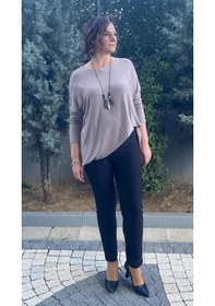 Resim Mia Butik Kadın Siyah Punto Boru Paça Pantolon Bir Beden Küçük Tercih Edin Siyah 