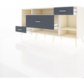 Resim Hyperion Konsol 4 Raflı 3 Çekmeceli 176x44x83 Aytaşı-aytaşı/antrasit Aytaşı/antrasit 