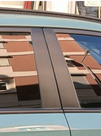 Resim Karbon Folyo 50x25 Cm 2 Adet / Karbon Araç Kapı Direği Kaplama / Karbon Araç Kapı Direk Kaplama 