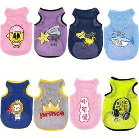Resim Sevimli Köpek Yeleği - Küçükten XL Irklara Kadar Nefes Alabilen Polyester Kolsuz Evcil Hayvan Gömleği, Oyunbaz Grafik Tasarımlı, Makinede Yıkanabilir İlkbahar Yaz Sonbahar Giyim (Pembe, Mavi Yıldız, Sarı Taç, Lacivert Balina), Köpek Tişörtü, Mevsimsel Köpek Giysisi 