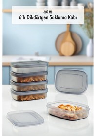 Resim 6 Adet Saklama Kabı & Kahvaltılık 600 Ml -9063872780488kcbmtfk Gri 