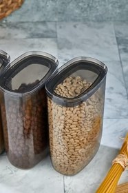 Resim 3'lü Set Sızdırmaz Vakum Kapaklı Oval Kristal Erzak Saklama Kabı, CANHH12212 