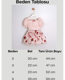 Resim Cantoy Kız Çocuk Çilek Ve Tavşan Desenli Crop Bluz Ve Etekli 2'li Yazlık Takım Pudra 