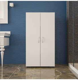 Resim Modilayn Güneş 110 Cm 2 Kapaklı Banyo- Havlu- Mutfak- Erzak- Kavonoz- Kiler Dolabı Beyaz 