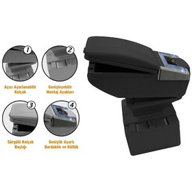 Resim Sürgülü Kolçak Kol Dayama Bardaklık Ve Küllüklü Siyah-Gri-Bej 