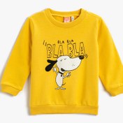 Resim Erkek Bebek Baskılı Sweatshirt Pamuklu Bisiklet Yaka 