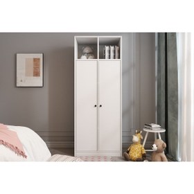 Resim 2 Kapakli Raflı Giysi Dolabı Beyaz 65 cm G-yd-1044-ç 