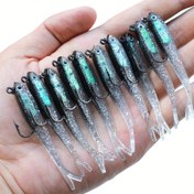Resim 10 adet PVC Yumuşak Balık Yemleri, Çatal Kuyruklu Biyonik Gri Balık Yemi, Tatlı Su ve Tuzlu Su Balıkçılığı İçin Kurşunsuz Yumuşak Yemler 
