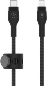 Resim Belkin BoostCharge Pro Flex örgülü USB-C/Lightning kablosu, 1 m, MFI sertifikalı, 20 W, hızlı şarj için, PD Power Delivery ile, iPhone 14/14 Plus, 13, 12, Pro, Max, mini gibi cihazlar için, siyah Teşhir 