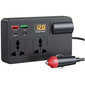 Resim Xuweiwei Ch10 Ttd Tla 4 Usb Portlu 12v 24v Araç İnvertörü Type C Qc3 0 Hızlı Şarj Dijital Voltaj Göstergeli Otomobil Kamyon Suv İçin 