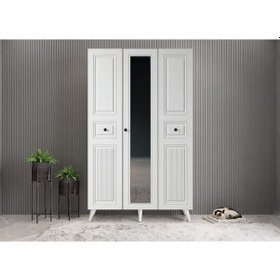 Resim Greta Membran 3 Kapaklı Portmanto Montaj Dahil Beyaz 105 Cm 