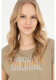 Resim U.S. Polo Assn. Kadın Haki Bisiklet Yaka Tişört 50282894-VR027 