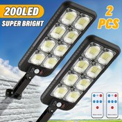 Resim 2 Adet Ticari Sokak Aydınlatma, 200 LED, Dış Mekan Solar Işık, Hareket Sensörlü ve Uzaktan Kumandalı Geniş Açıli LED Sokağı Aydınlatması, Bahçe ve Avlu İçin Dış Mekan Flood Aydınlatma 