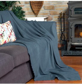 Resim Mikrofiber Şönil Fitilli Minimalist Tekli Koltuk Örtüsü - 110x175 Cm,2 Adet Çift Taraflı, Kaymaz, Terletmez Mavi Mavi 