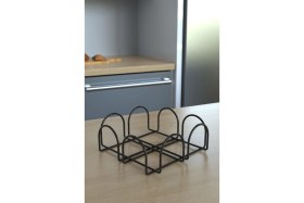 Resim Elite Kare Siyah Peçetelik Metal Siyah Renkli Tezgah Masa Üstü Peçetelik 1 Adet 