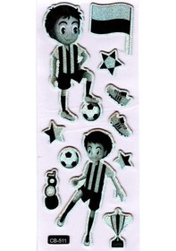 Resim Sticker Kabartmalı Sticker Defter Planlayıcı Etiket Cb511 16x7 Cm- Siyah Beyaz Futbol Çok Renkli 